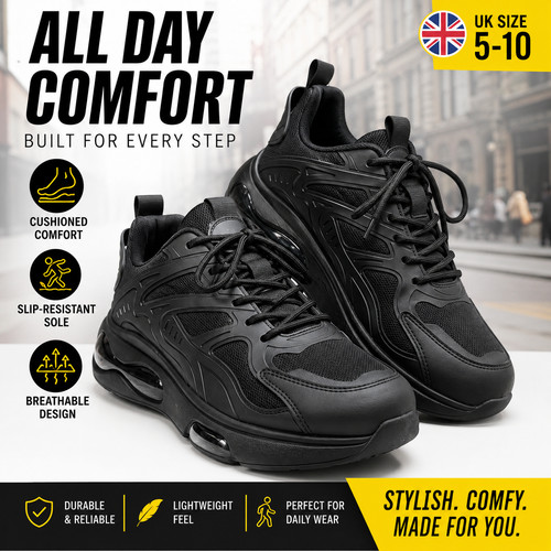 Mens black trainers - black,