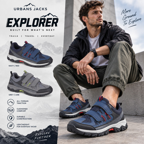 Mens hiking trainers wide - wide, fit